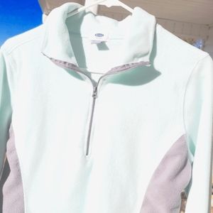 Old Navy Fleece Jacket Aqua Gray Sides and 3/4 Zip Small Excellent ✅️